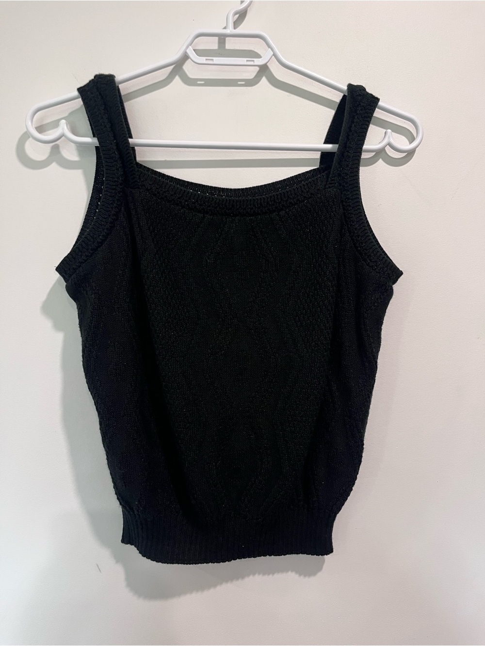 Vintage Made in Canada Black Cable Knit Tank Top Sweater Vest - Size S/M Cropped